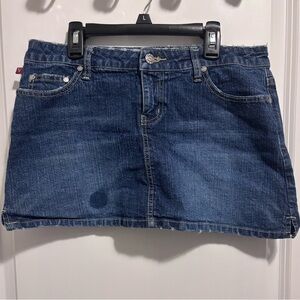 YMI dark wash denim mini skirt